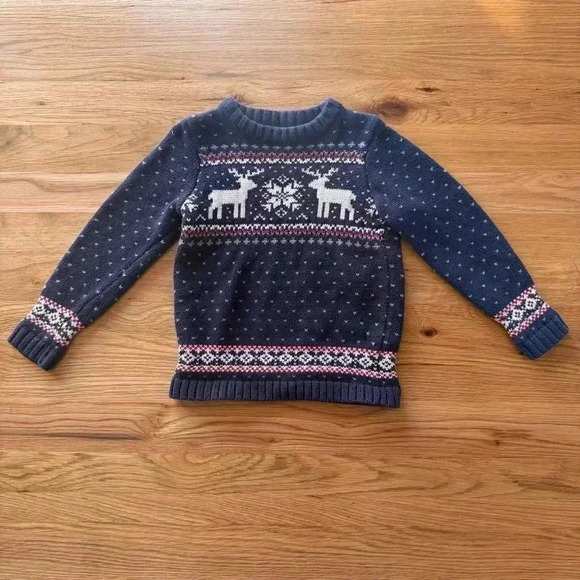 Vintage Holiday Knit Sweater Eagle Eye 100% Cotton Christmas Snowflake Reindeer - Picture 1 of 9